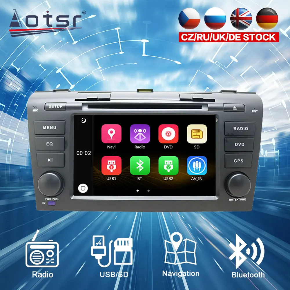 

For Mazda 3 2008 - 2013 Wince 6.0 CD DVD Player Single DIN 7 Inch GPS Navigation Player BT in-Dash Radio Steering Wheel Control