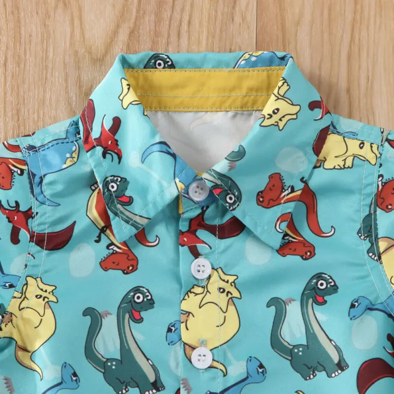 Одежда для маленьких мальчиков 2020 детская одежда топы с динозаврами рубашка +