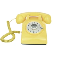 yellow retro telephone classic vintage rotary dial hands free landline phone for homeofficehotel antique phones for senior
