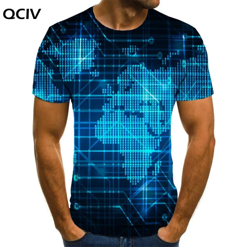 

QCIV World map T shirt Men Abstract Tshirt Printed Graphics Tshirts Casual Creativity T-shirts 3d Short Sleeve T shirts New Male
