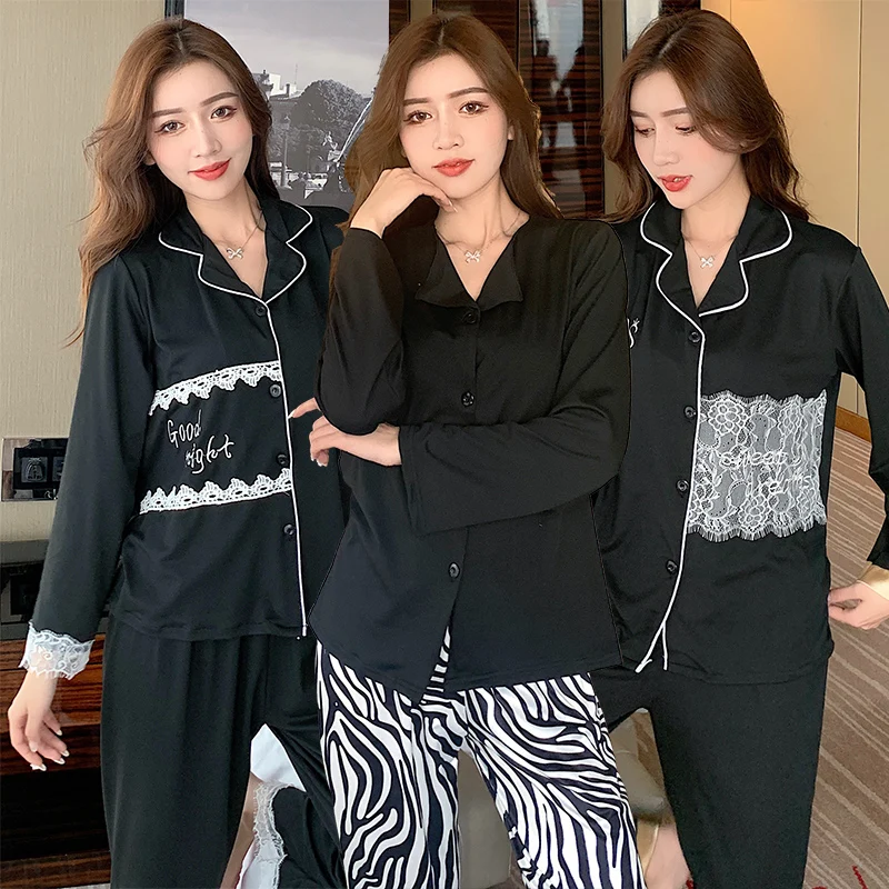 

2021 Spring Long Sleeve Modal Pajama Sets For Women Cute Cartoon zebra Sleepwear Suit Pyjamas Homewear Pijama Mujer Home Clothes