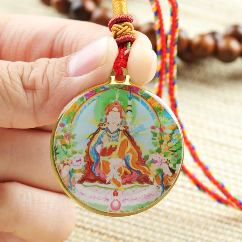 Guru падмасамбхава Будда статуя маленький танка тибетских Буддизм Медь Подвеска