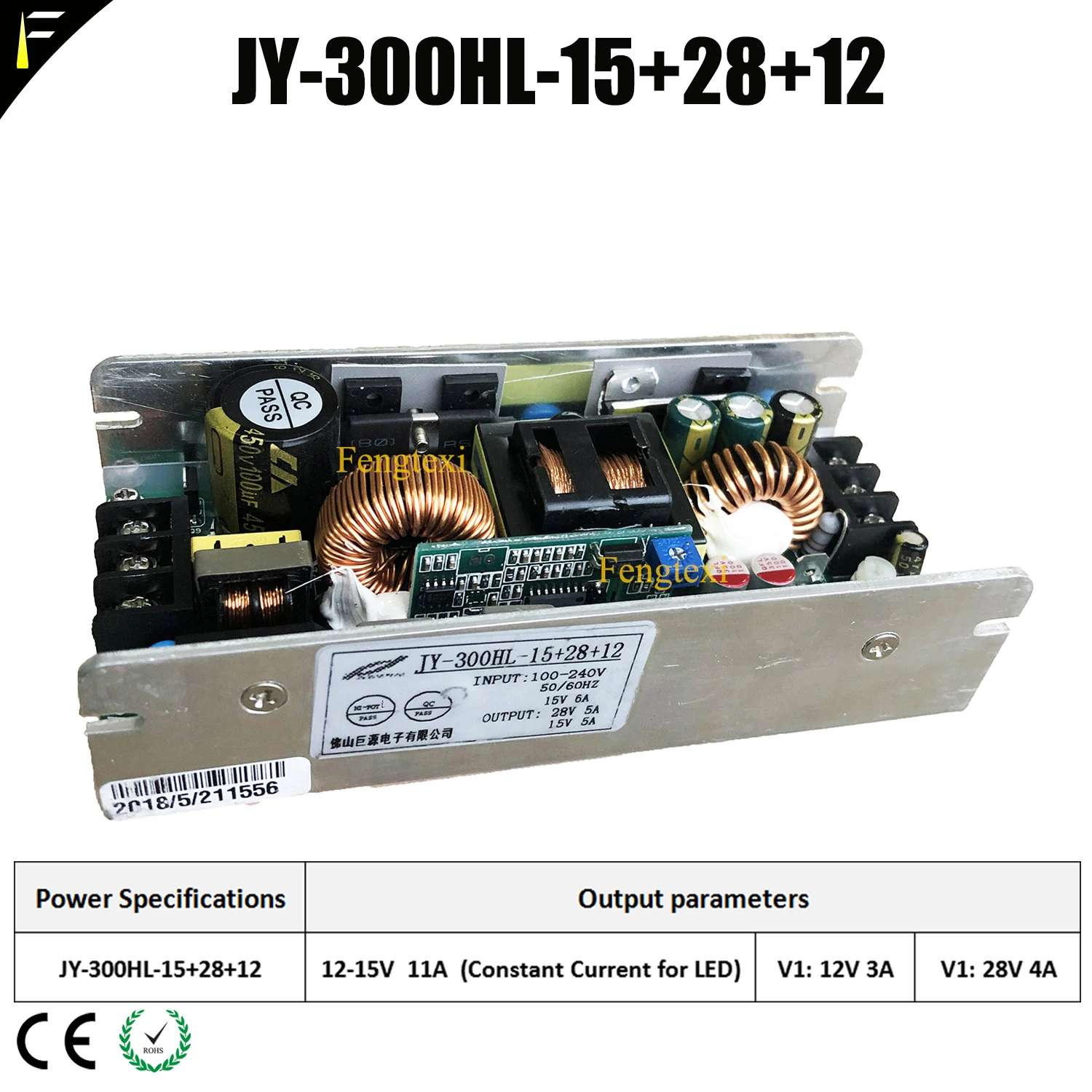 Dj Stage Light 300w Constant Current Drive Light Dimmable Power Source Board Supply 12-15v11A for LED COB Par JY-300HL-15+28+12