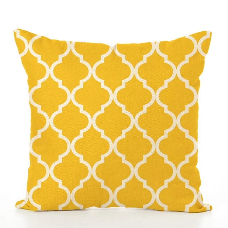 

2020 New Color Geometric Stripe Linen Pillow Case Yellow Check Cotton Linen Room Decoration Sofa Cushion Cover