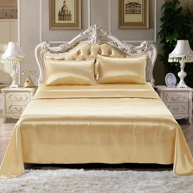 Шелковые атласные простыни с эластичным черным наматрасником Sabanas King Size простыня