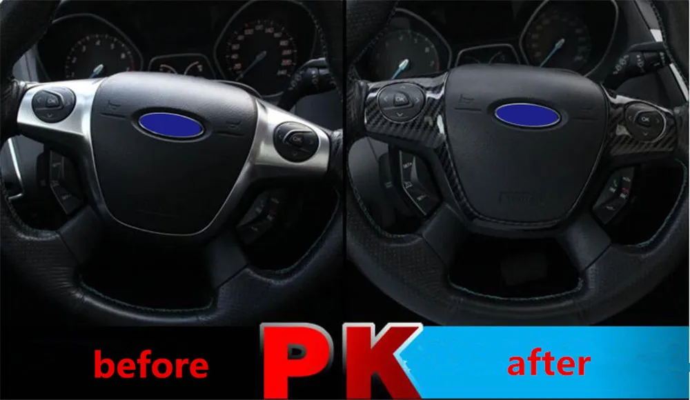 Emaicoca ABS Хромированная накладка на руль, чехол с наклейкой для Ford Focus 3 mk3 2012-/Kuga 2013-, автомобильные аксессуары