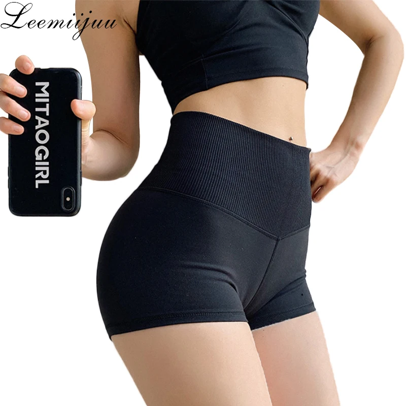

LEEMIIJUU NEW Women's Jogger Sports Shorts High Waist Compression Running Workout Shorts Slim Tummy Control Gym Athletic Shorts