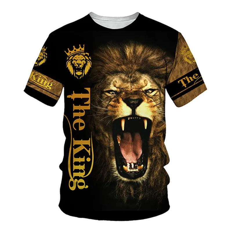 

Summer 3D printing Lion Trend Men T-Shirt Fashion O-Neck Oversized T-Shirt Casual Short Sleeve Street Selling Comfortable Tops