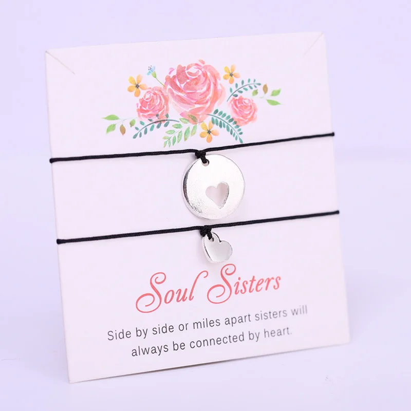 (Набор) сердце душа сестры регулируемые браслеты мать дочь браслет лучшие друзья