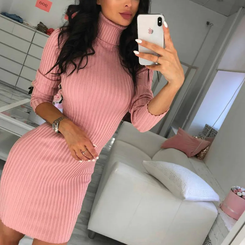 Повседневное черное серое красное элегантное женское платье с высоким воротом