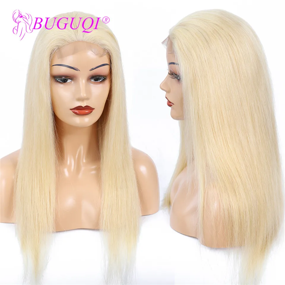 Парики из человеческих волос BUGUQI 4*4 #613 прямые бразильские медовые светлые волосы