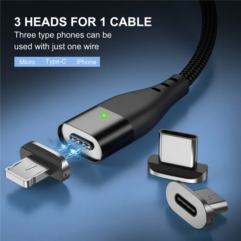 USLION Магнитный кабель Micro USB для iPhone samsung 3A, кабель для быстрой зарядки и передачи данных, Магнитный зарядный кабель usb type C, кабель для телефона Android