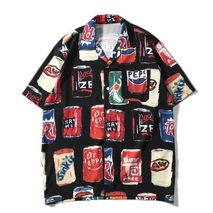 Рубашка мужская с коротким рукавом, тонкая свободная уличная одежда в стиле хип-хоп, индивидуальный Праздничный Принт, в стиле Харадзюку, на лето