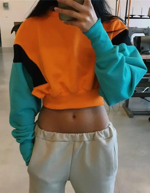 

Orange Blue Color Patch Oversize Sweatshirt