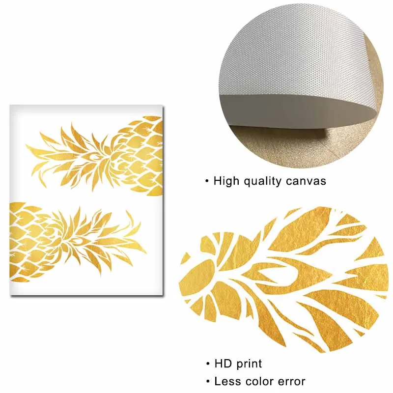 Золотой плакат с ананасом золото Фольга принт минималистичный художественный