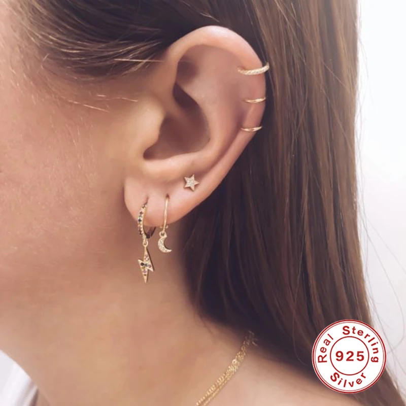 

Star Diamond Moon Pendientes Plata 925 Sterling Silver Earrings For Women Earrings Hoops 2021 Trend Vintage Brincos Aros