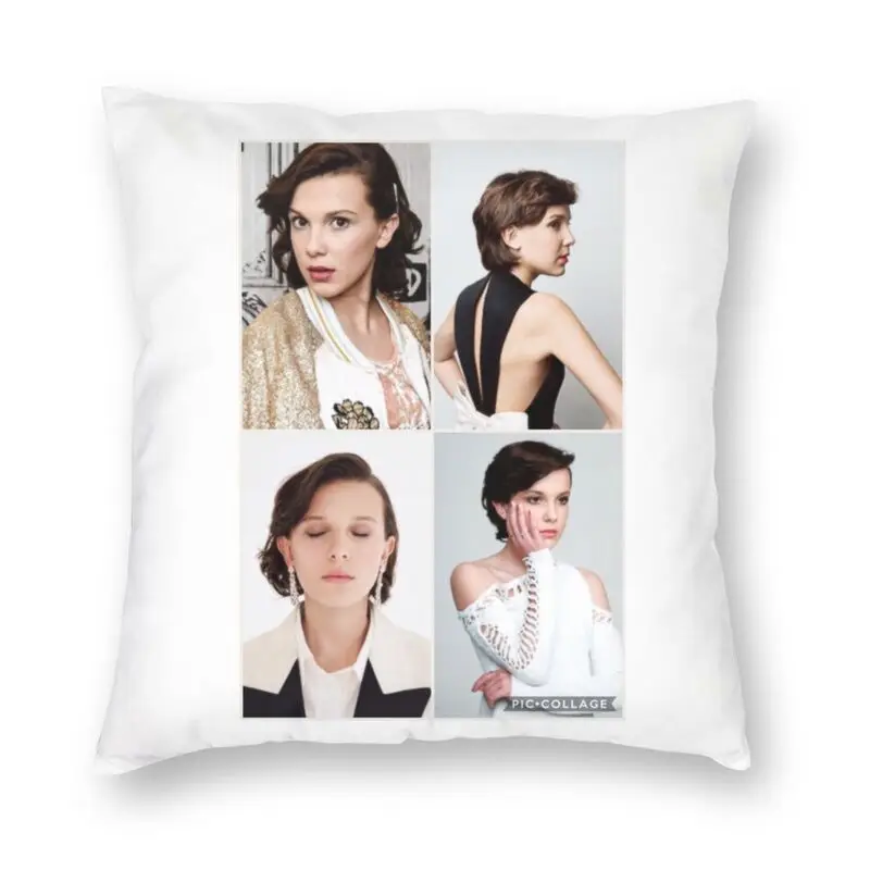 

Fashion Film Star Millie Bobby Brown Throw Pillow Cover Home Decor Custom Actor Movie Cushion Cover Pillowcover for Living Room