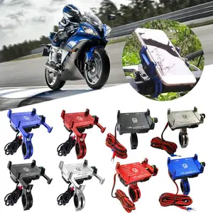 motorcycle phone holder with 2 5aqc3 0 3a usb fast charger switch motorcycle mobile stand for cell phone holder support bike free global shipping