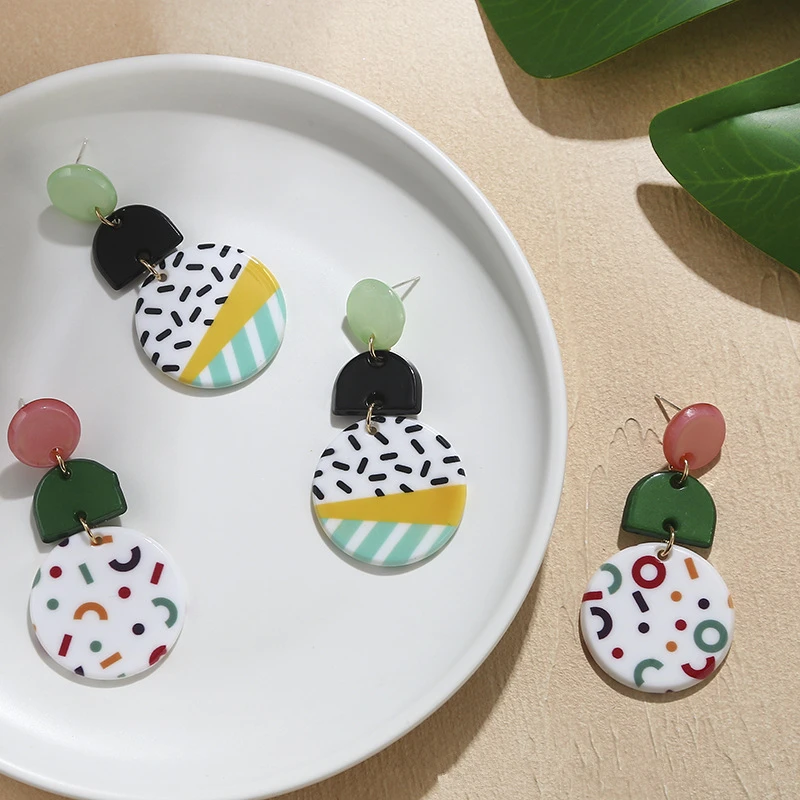 Женские Простые Летние серьги подвески AOMU круглые контрастных цветов с