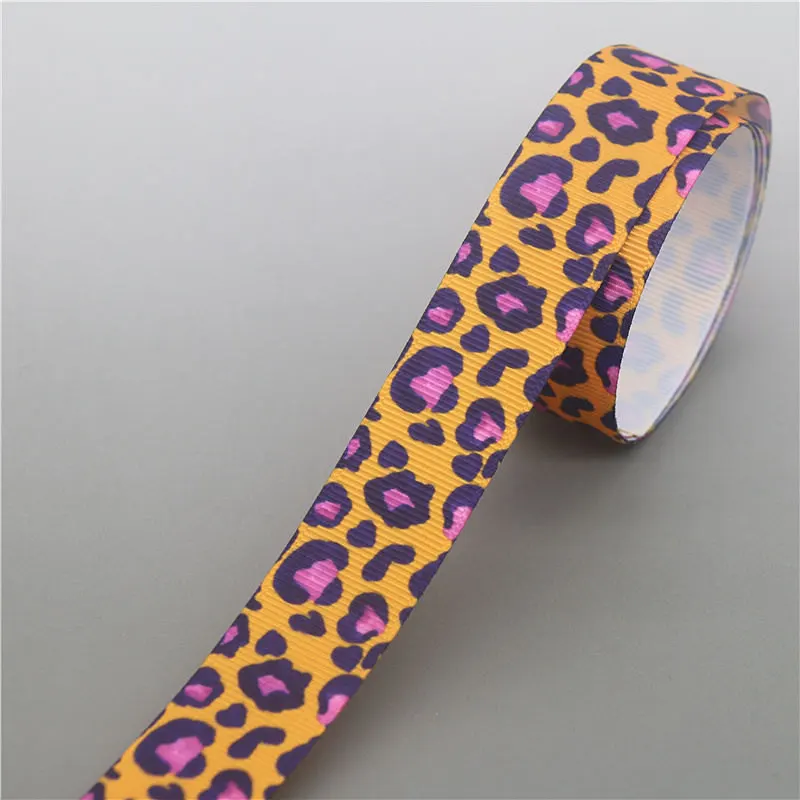 10264 DHK 10 Ярдов Леопардовый цветок swimm напечатанный Grosgrain ленточный аксессуар Hairbow головной убор украшение «сделай сам» оптом OEM B1863 - Цвет: 10264