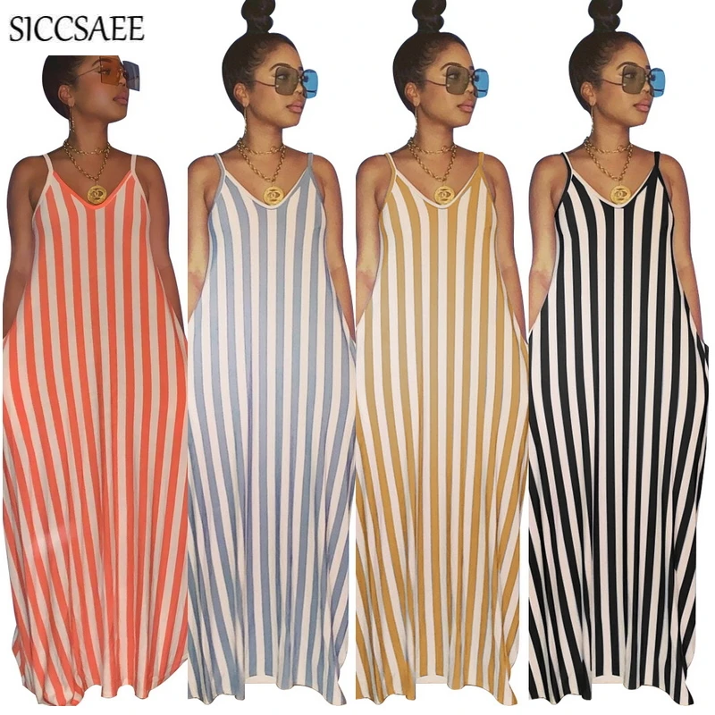 Женское платье-макси на тонких бретелях повседневное Свободное платье в