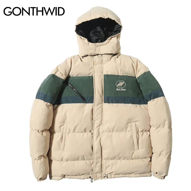GONTHWID/парка пуховик на молнии с карманами цветным блоком со съемным капюшоном