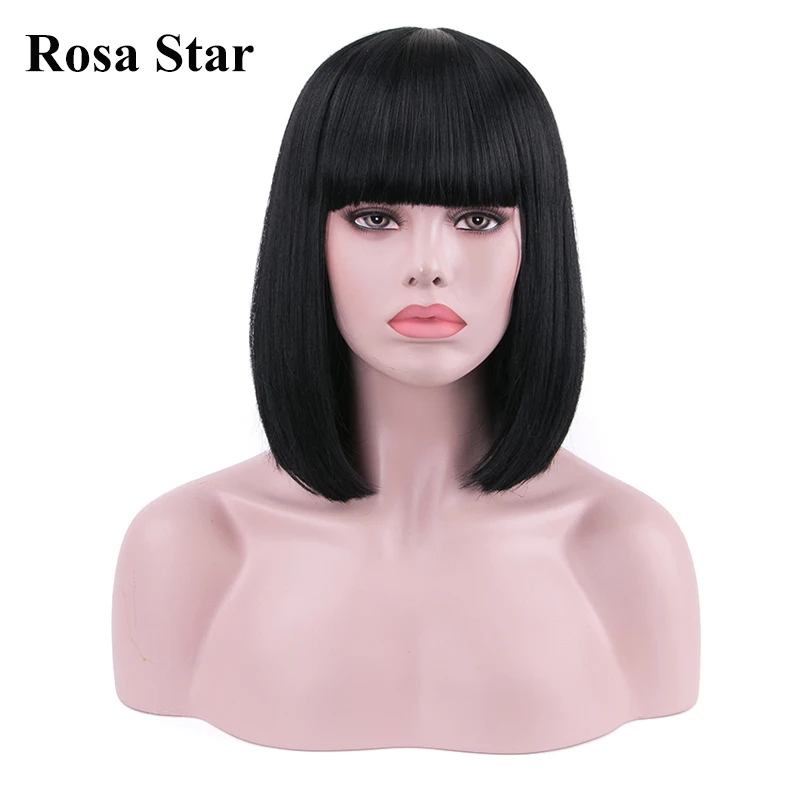 Rosa Star короткие прямые синтетические Боб парики женские с челкой для женщин