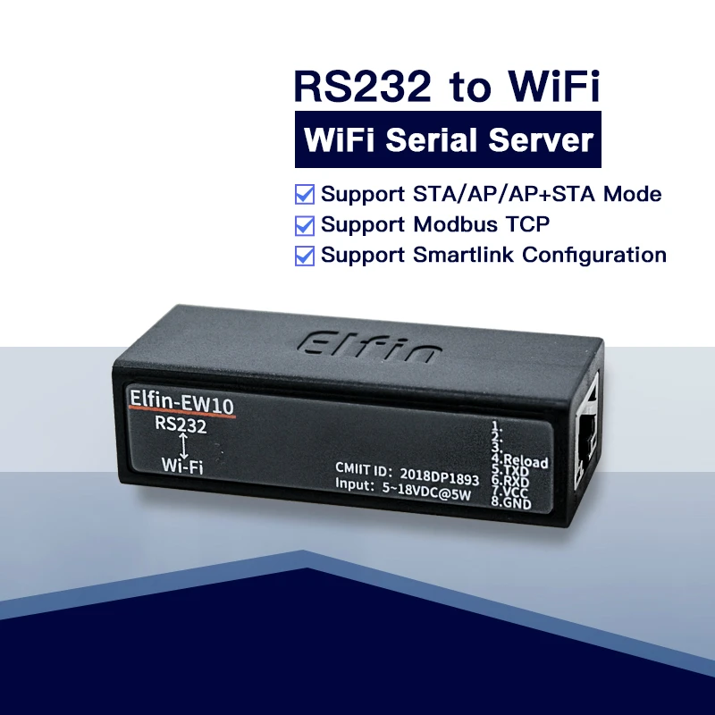 Самый маленький Elfin EW10 беспроводные сетевые устройства Modbus TPC IP Функция RJ45