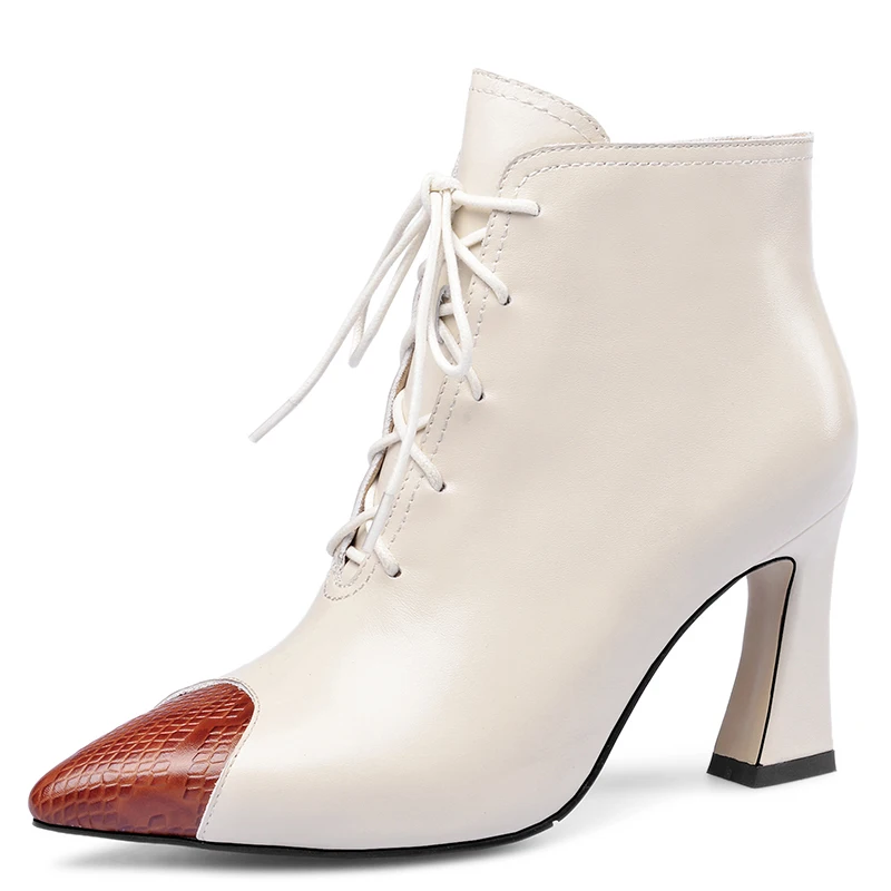 Женские зимние Ботинки Ботильоны на квадратном каблуке 8 см женская повседневная