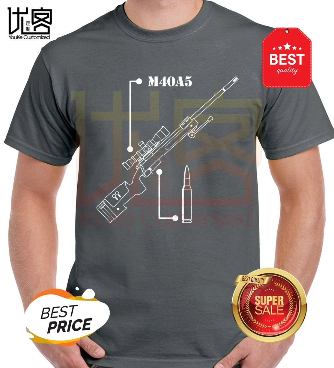 Футболка m40a5 армейского зеленого цвета с изображением снайперской винтовки warzone