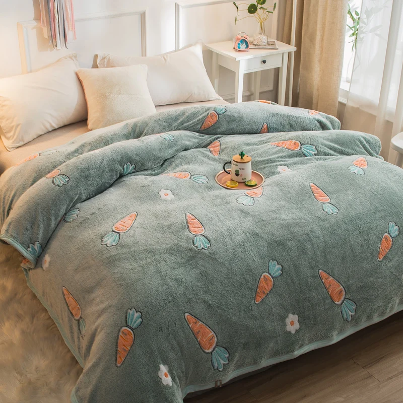 

Peach Bedspread Blanket 200x230cm High Density Super Soft Flannel Blanket To On For The Sofa/Bed/Car Portable Plaids