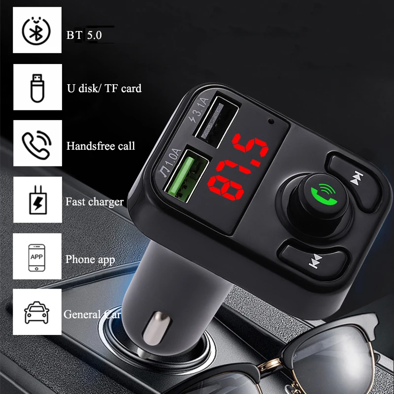 FM трансмиттер Aux модулятор Bluetooth совместимый комплект громкой связи 5 0