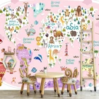 Фотообои большого размера для детской комнаты, мультяшная карта, животные, самолет, парусный спорт, воздушный шар, 3D Рисунок