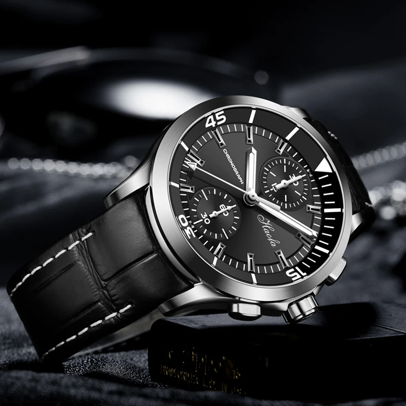 Haofa хронограф автоматические часы Скелет Сапфир Водонепроницаемый Топ бренд