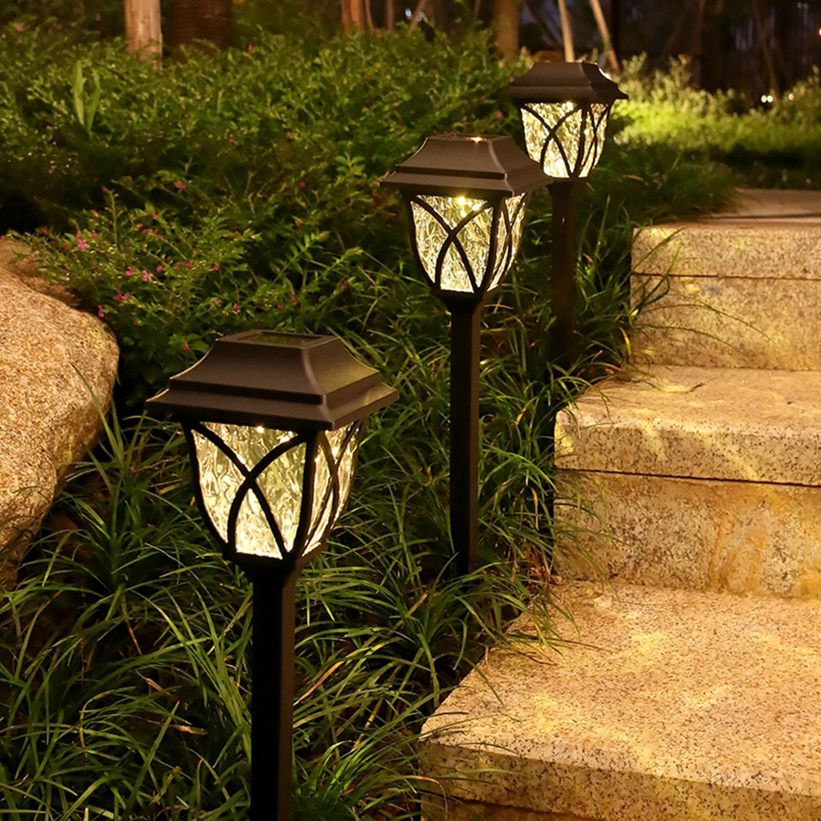 

IP65 Waterproof Solar Powered Lawn Lamp 2 PCS Outdoor Garden Solar Lights Rechargeable Walkway Landscape Solar Lamp Lighting