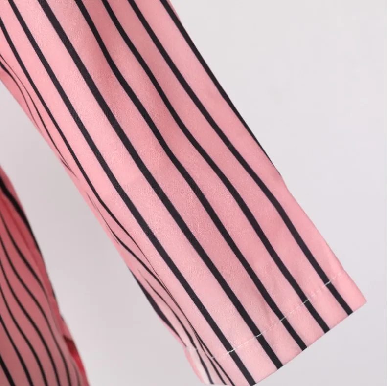 

Office Ladies Jacket Women's Color Striped Notch Blouse Belt Long Sleeve Autumn Mini Blazer Dress Elegant