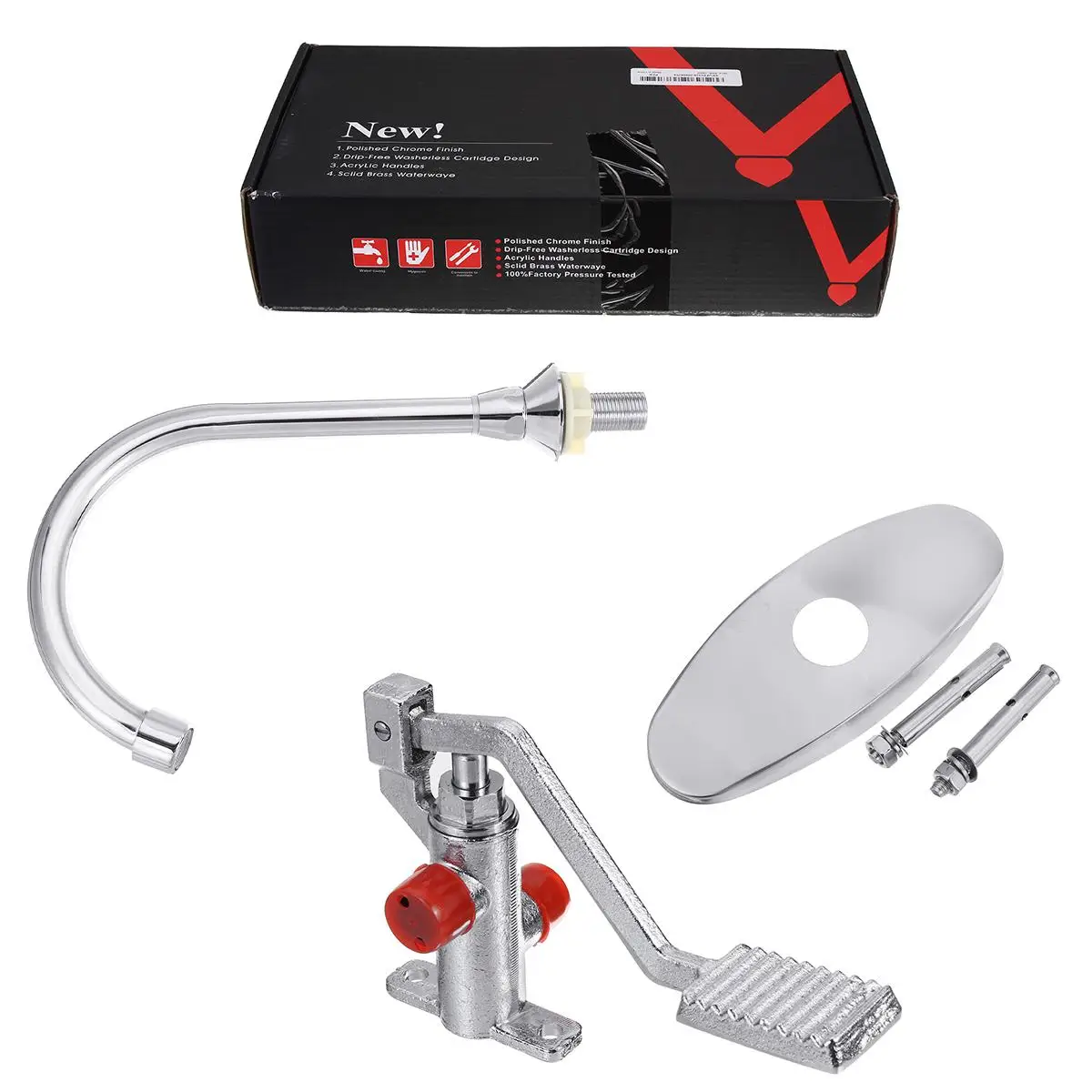 

Switch Control By Floor Foot Pedal Valve Copper Faucet Bathroom Basin Faucets Hospital Hotel Single Cold Tap Pedal Water Faucet