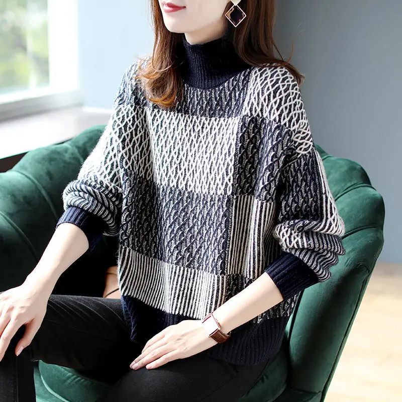 Вязаный топ с длинными рукавами и круглым вырезом Осень-зима 2022 новый свободный