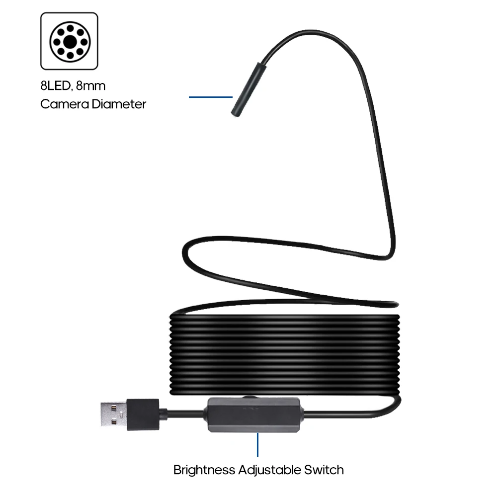 1200P эндоскоп бороскоп WIFI Инспекционная камера Встроенный 8 шт. светодиодов мм