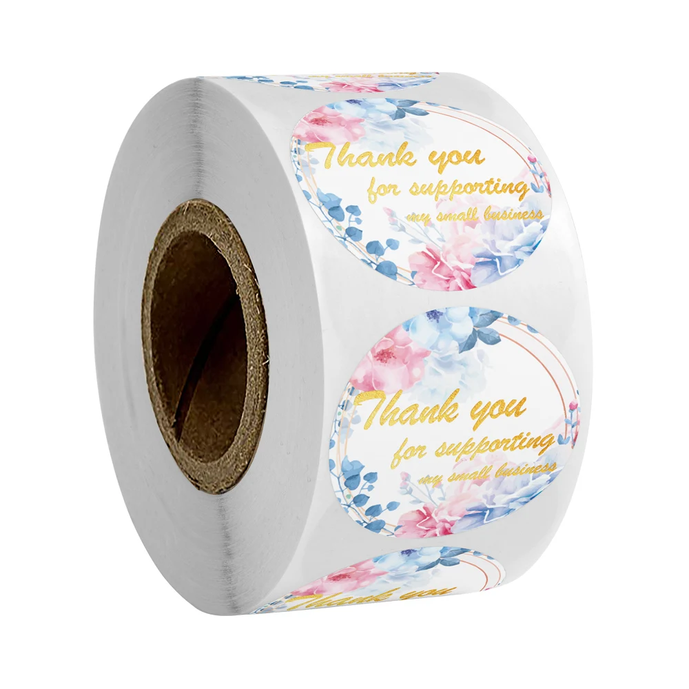 

Thank You Floral Stickers 500PCS/ROLL Scrapbook Seal Labels Sticker For Supporting Business Gift Decor 1.5'' Stationery Stickers