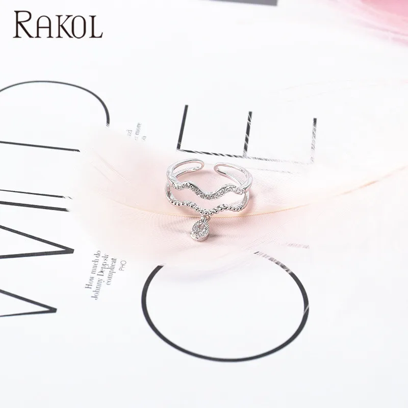 RAKOL 2019 простое и благородное двойное элегантное позолоченное циркониевое кольцо