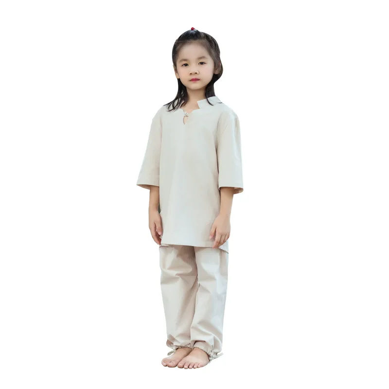 

Kids Tai Chi Kungfu Uniforms Cotton Linen Loose Bloomers Yoga Pant Yoga top Girl Boy Casual Fitness Workout Yoga Set Sportswear