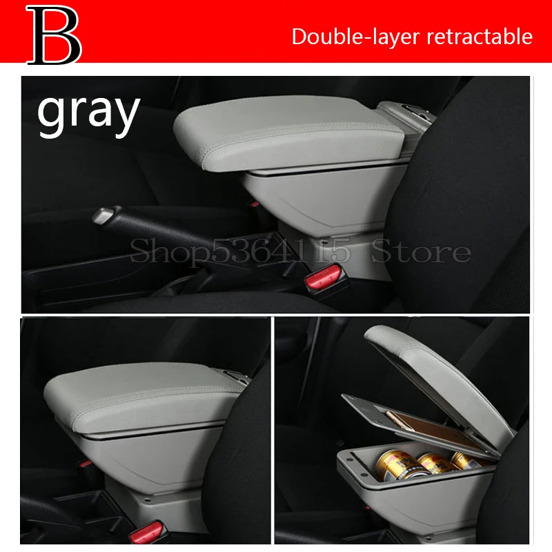 B gray For KIA Rio 4 Rio X-line Armrest Box Central Store Content Box Cup Holder Ashtray Interior Car-styling Accessories - Название цвета: B gray