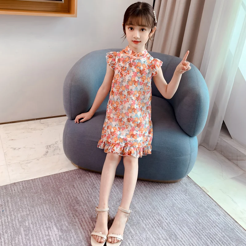 Лето 2022 детское приталенное платье в китайском стиле одежда для подростков с