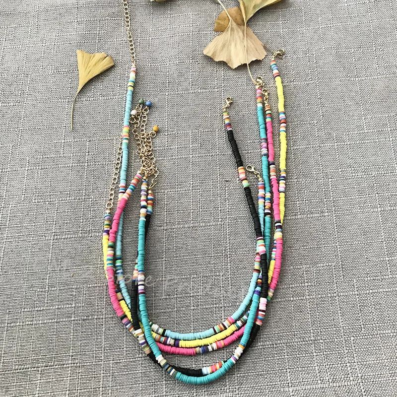 2020 New Silicone Boho Choker Multi-colored Retro Classic Soft Ceramic Short Necklace Banquet Party Vacation Fashion Accessories | Украшения