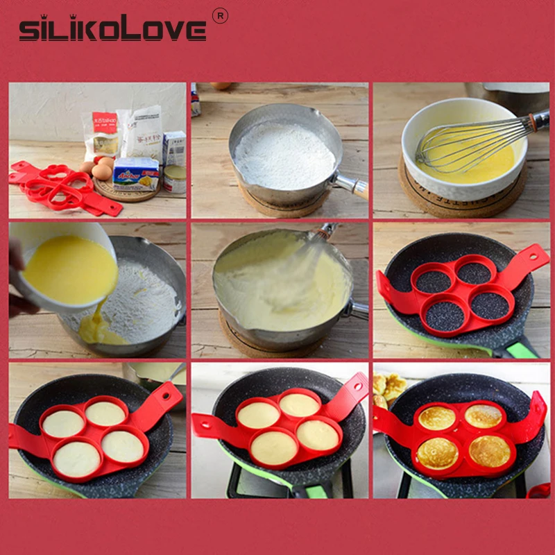 

SILIKOLOVE Silicone Pancake Maker Egg Ring Maker Nonstick Easy Fantastic Egg Omelette Mold Kitchen Gadgets Cooking Tools