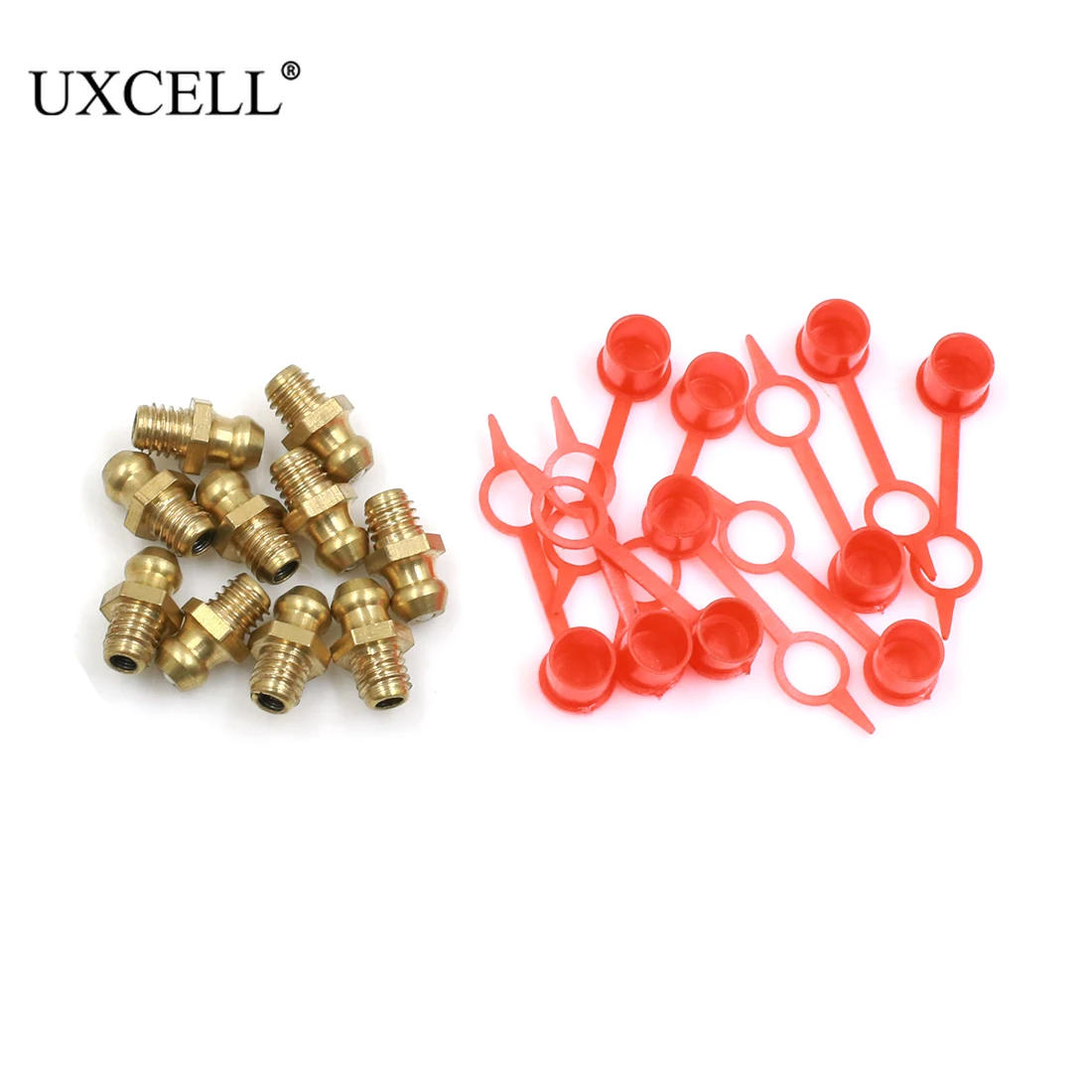 Uxcell 5-20 Набор M6 латунная нить Прямой смазки ниппель фитинги с красной пылью
