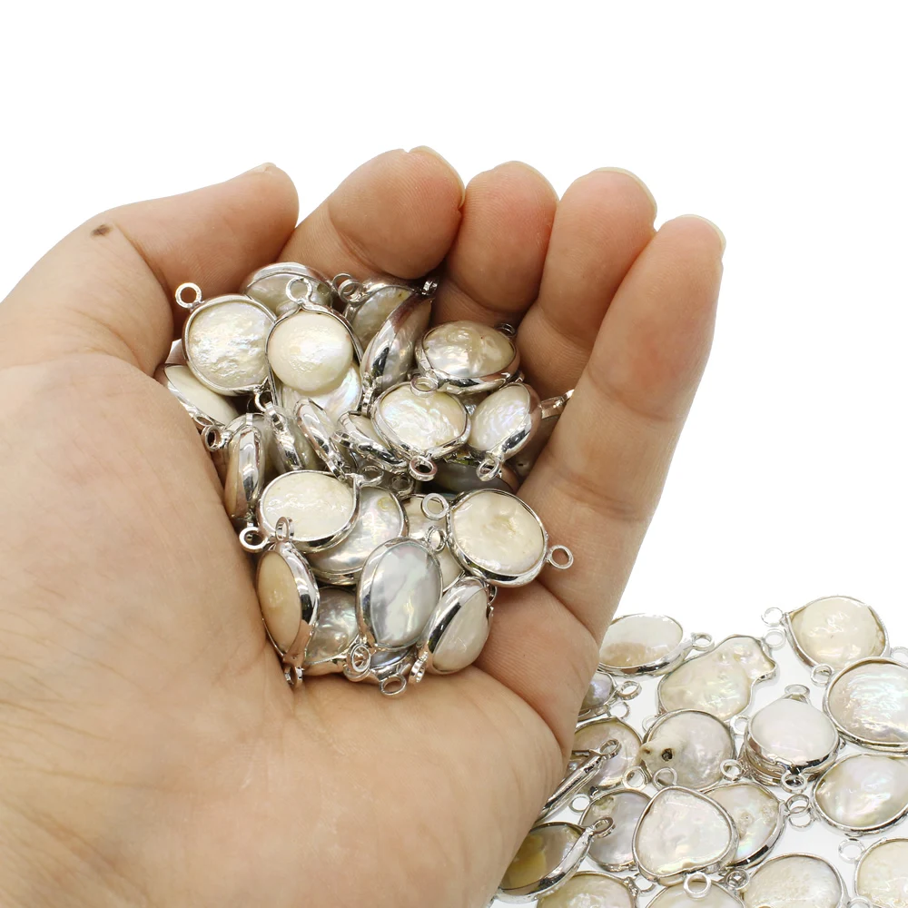 5 шт./пакет из натурального речного жемчуга белого цвета круглое двойное кольцо