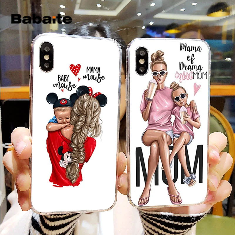 Чехол для телефона Babaite черный коричневый чехол с рисунком из волос мамы и дочки