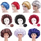 Femme ночного сна Кепки головных уборов цветок круглая резинка Для женщин волос атлас капот для сна душ Кепки шелковая шляпа капот